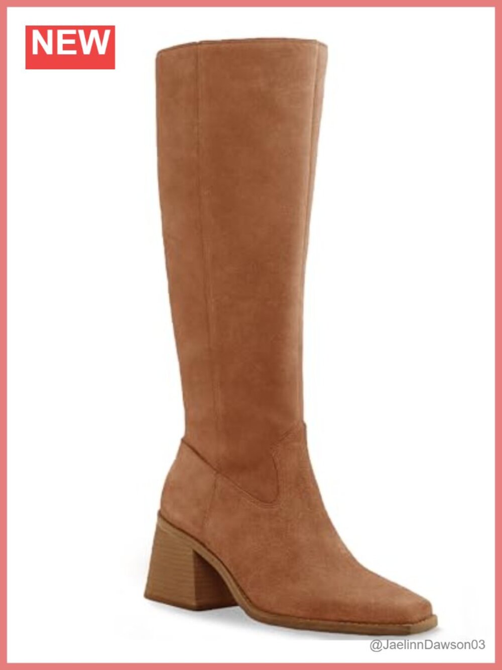 Womens Knee High Chunky Heel Square Toe Zipper Tall Boots Faux Suede